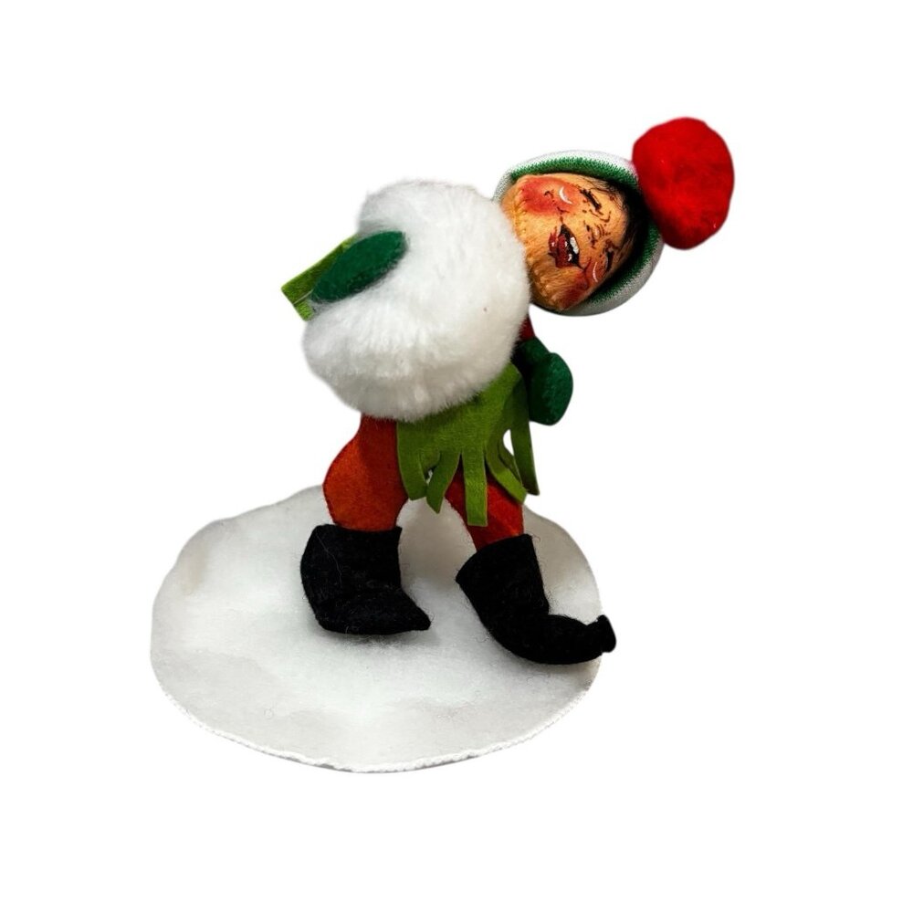 Vintage Analee snowball fight boy elf figure Christmas decor